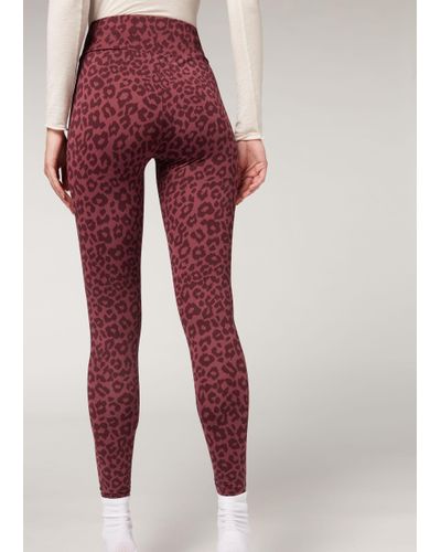 Leggings active animalier di Calzedonia in Rosso | Lyst