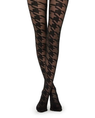 Collant Pied de Poule Macro di Calzedonia in Nero | Lyst