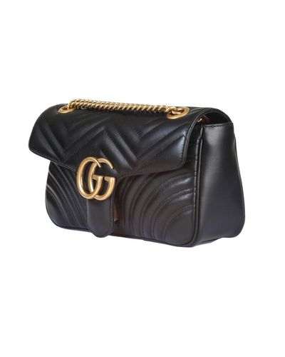 Gucci Shoulder Bag Gg Marmont Small Size In Matelassè Leather Worked With  Chevron Pattern And Heart On The Back in Black - Lyst