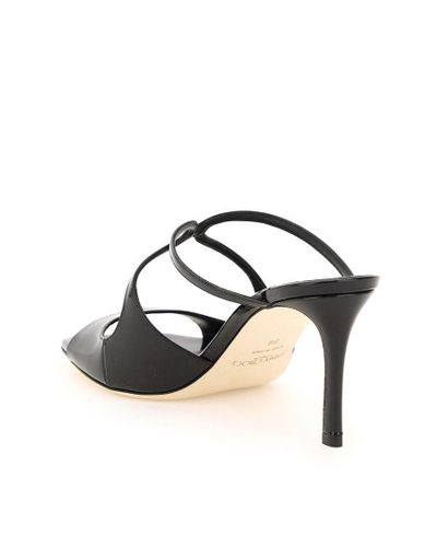 Jimmy Choo Patent Leather Anise 75 Sandals in Black (Black) (Black 