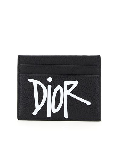 Dior Leather And Shawn Card Holder in Black for Men | Lyst