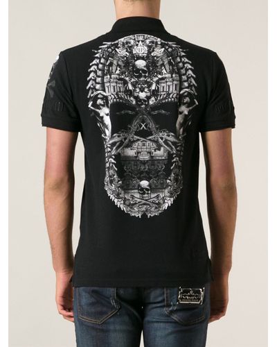 Philipp Plein Skull Polo Shirt in Black for Men - Lyst