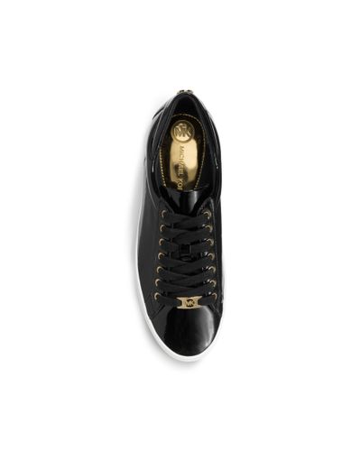 Michael Kors Keaton Kiltie Patent Leather Sneaker in Black (White) - Lyst