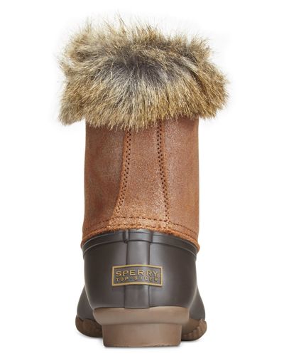 white and tan sperry duck boots