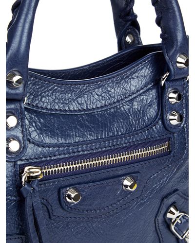 Balenciaga Classic Mini City Leather Cross-body Bag in Navy (Blue) - Lyst