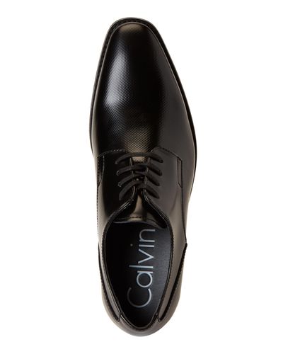 Calvin Klein Leather Black Ripley Textured Derby Shoes for Men - Lyst