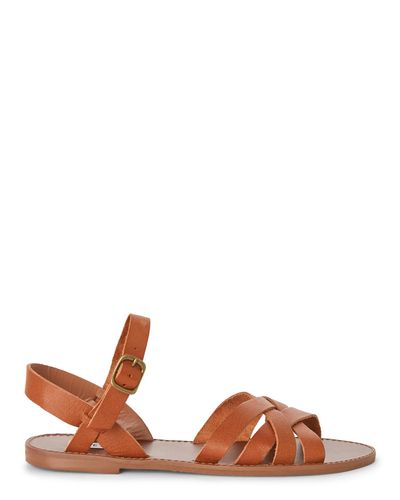 cognac sandals flat