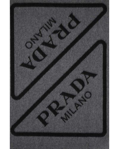 Prada Embroidered Cashmere Scarf in Gray - Lyst