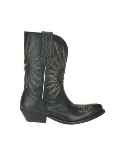 golden goose wish star leather western boots