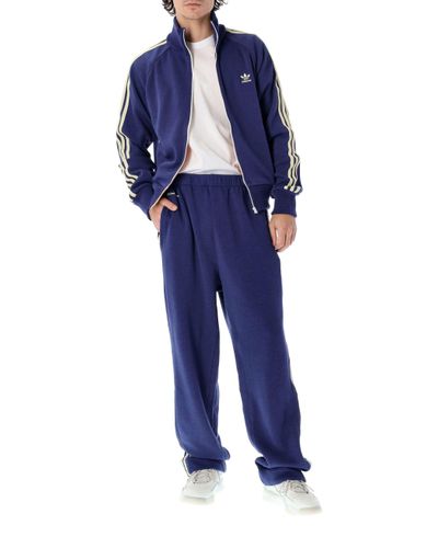 adidas Originals Fleece 80s Track Jacket in Blue for Men | Lyst