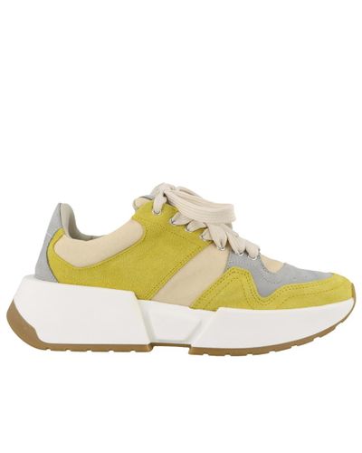 MM6 by Maison Martin Margiela Leather Contrast Panel Sneakers in Yellow -  Lyst