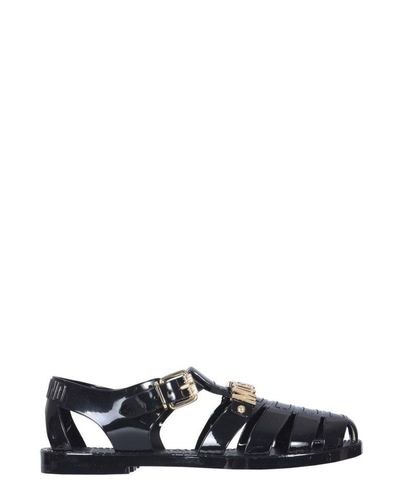 moschino jelly sandals with lettering logo