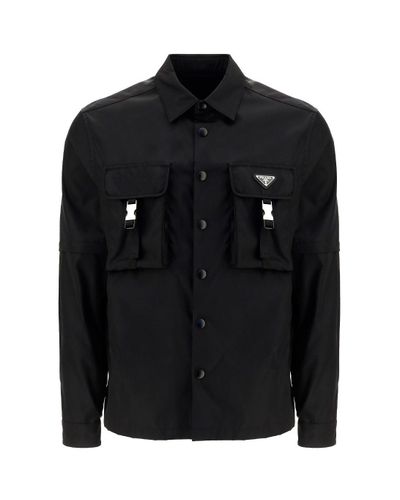 Prada Synthetic Re-nylon Long Sleeve Shirt in Black for Men | Lyst