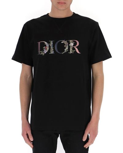 Dior Cotton Flower Logo T-shirt in Black for Men - Lyst