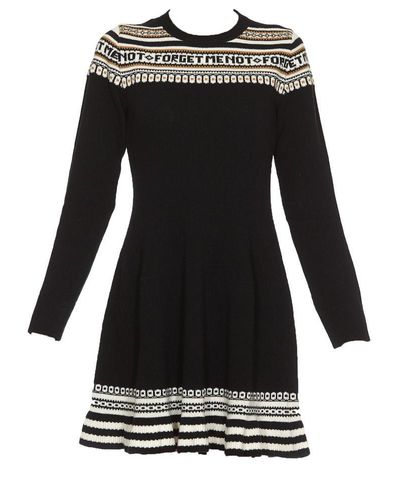 RED Valentino Wool Forget Me Not Dress in Black - Lyst