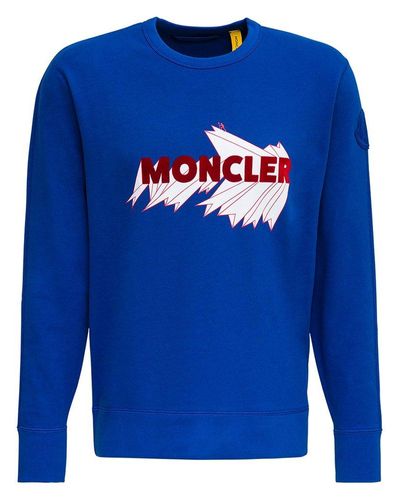 Moncler Genius Cotton Moncler 1952 Logo Patch Sweatshirt in Blue for Men | Lyst