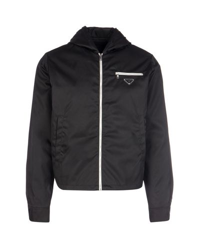 Prada Synthetic Logo Zipped Jacket in Black for Men - Lyst