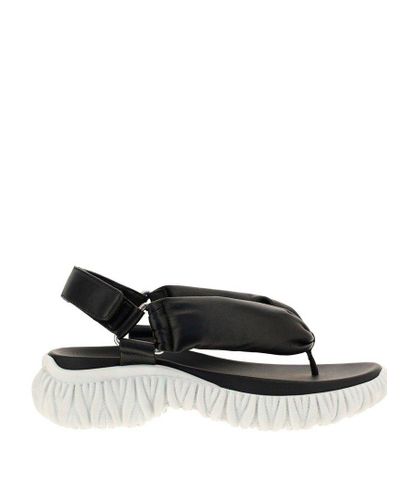 Miu Miu Leather Chunky Padded Thong Sandals in Black - Lyst
