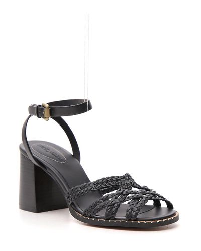 braided block heel sandals