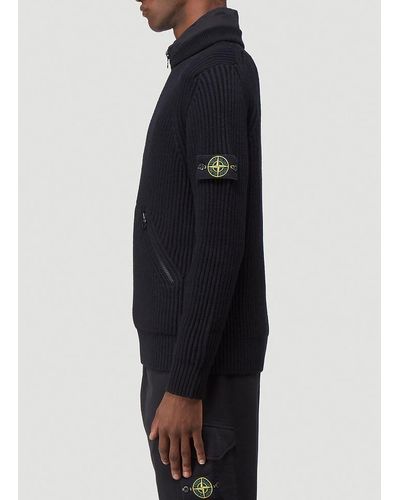 Stone Island Cotton Half-zip Ribbed Jumper in Black for Men - Lyst