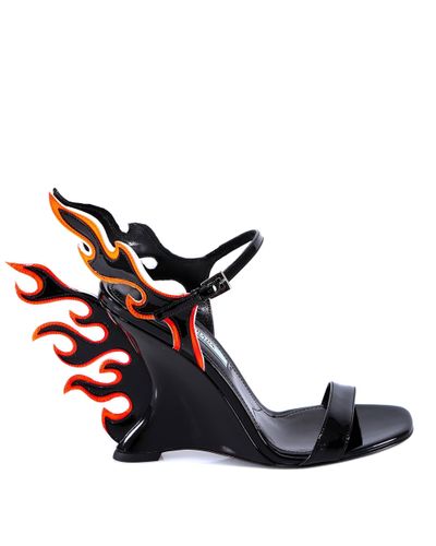 prada flame heels black