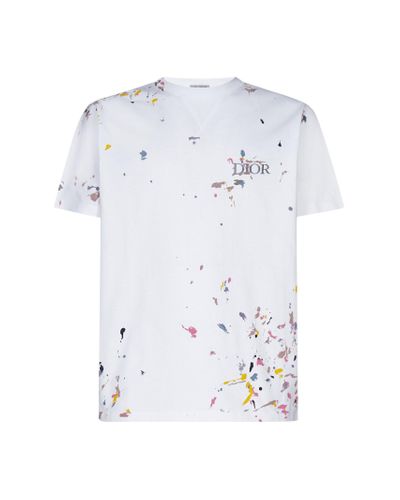 Dior Cotton Logo Paint Spots Oversized T-shirt in White for Men | Lyst