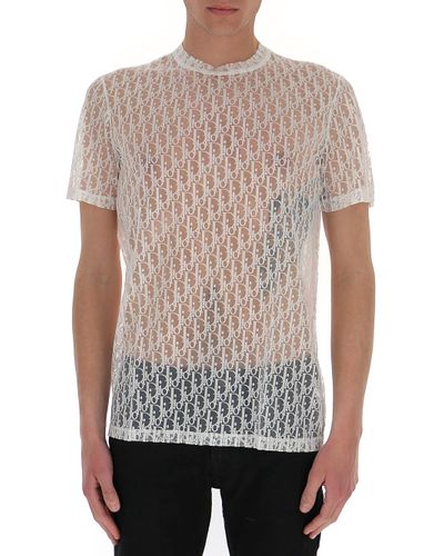 Dior Synthetic Oblique Sheer T-shirt in White for Men - Lyst