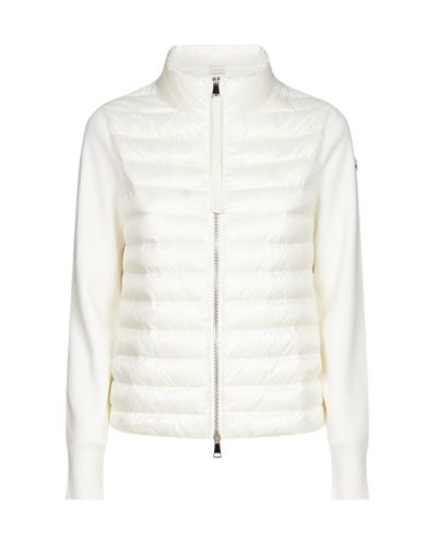 Moncler Synthetic Logo Zipped Puffer Jacket in White - Lyst