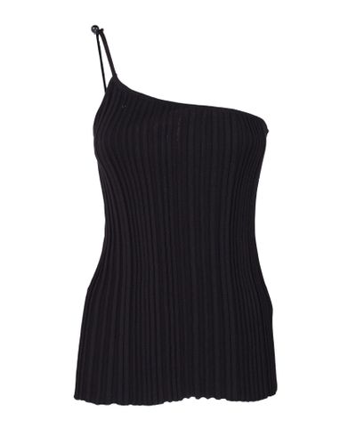 Jacquemus Cotton One-shoulder Camisole in Black - Lyst