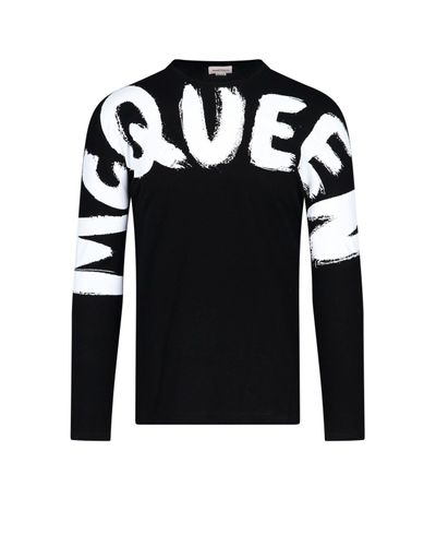Alexander McQueen Cotton Graffiti Logo Long-sleeve T-shirt in 
