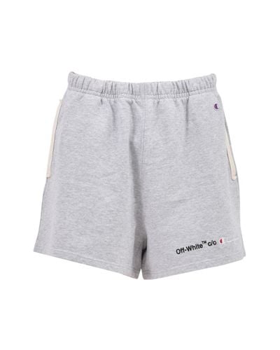 Off-White c/o Virgil Abloh Cotton X Champion Shorts in Grey (Gray) - Lyst