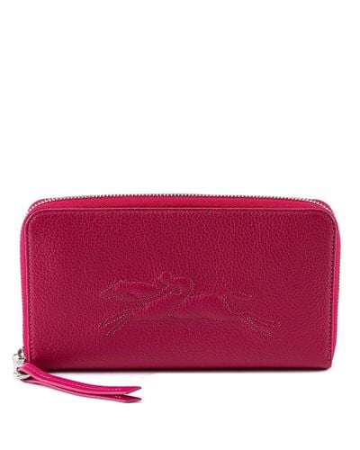 Longchamp Leather Le Foulonné Zip Around Wallet in Red | Lyst