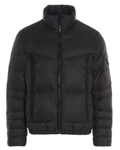 Prada Synthetic Triangle Logo Puffer Jacket in Black for Men - Lyst