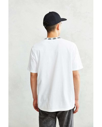 white collar with crew neck