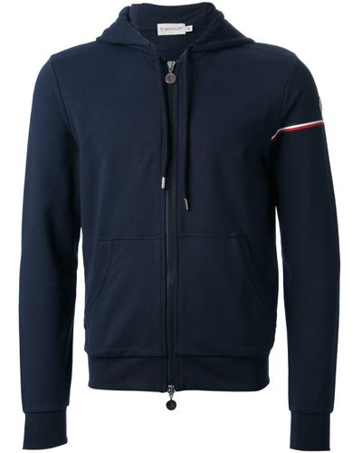Moncler Zip Front Hoodie in Blue for Men | Lyst