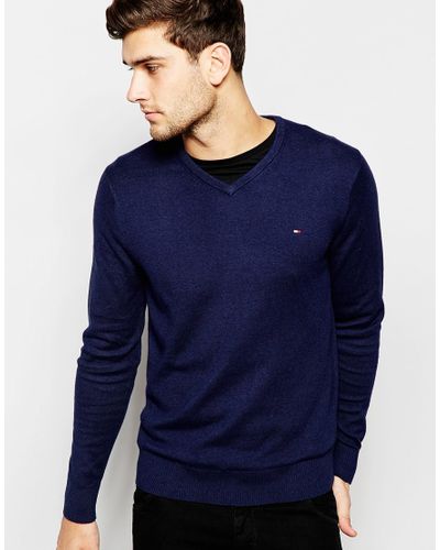 Tommy Hilfiger Sweater With V Neck in Navy (Blue) for Men | Lyst