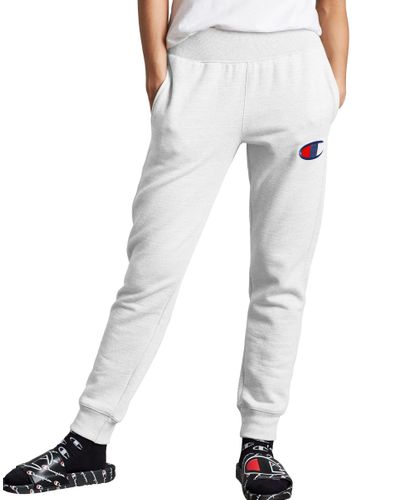 champion reverse weave joggers white