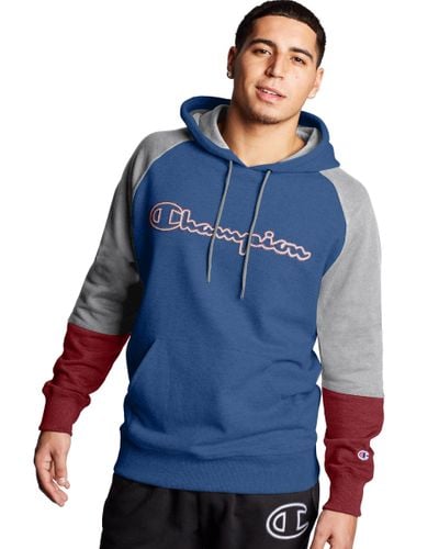 Champion Athletics Powerblend Colorblock Hoodie in Blue for Men - Lyst