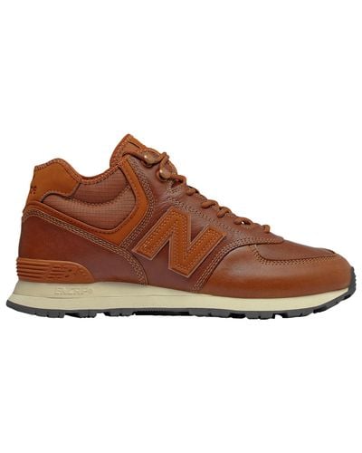 New Balance Leather 574 Mid-cut Running Shoes in Orange ...