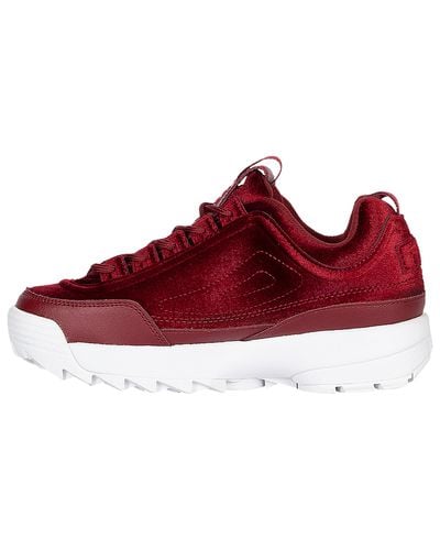 Fila Disruptor Velvet Training Shoes in Maroon (Red) - Lyst