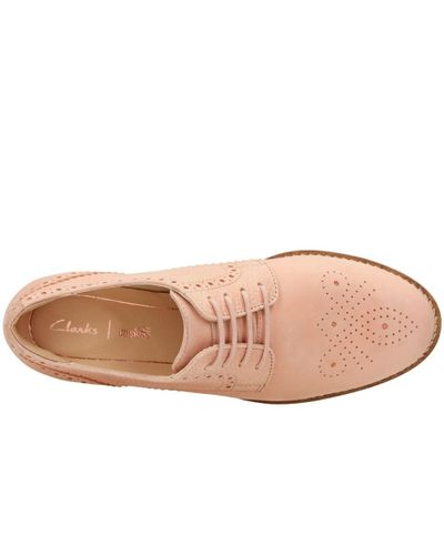 clarks pink brogues