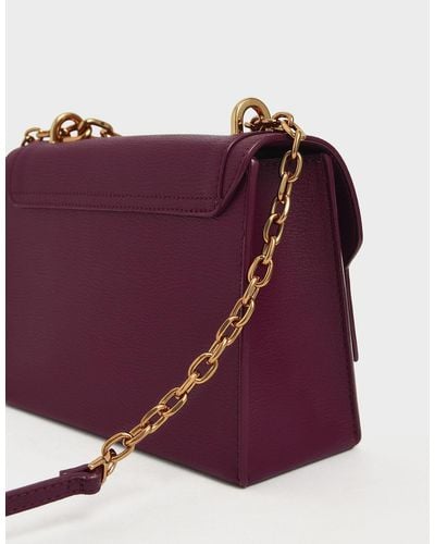 Charles & Keith Chain Link Embossed Crossbody Bag in Purple - Lyst