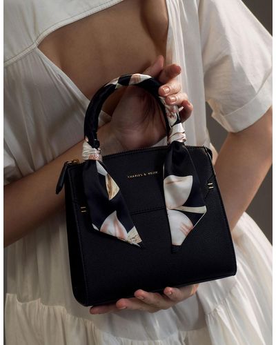 charles and keith satin scarf top handle bolsa