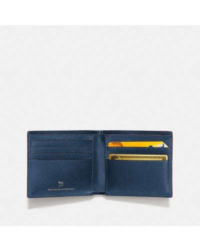COACH Leather Boxed Double Billfold Wallet in Denim (Blue) for 