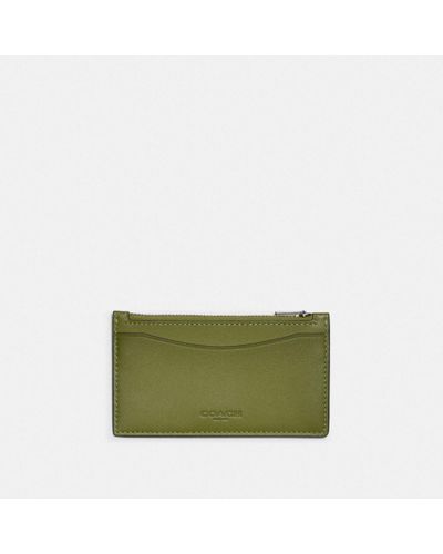 COACH Leather Zip Card Case In Colorblock In Green For Men Lyst