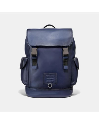 coach blue leather backpack
