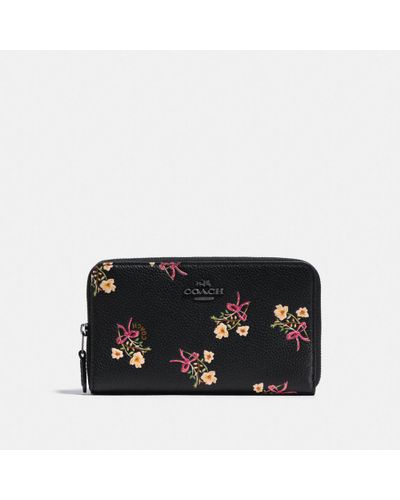 coach black floral wallet
