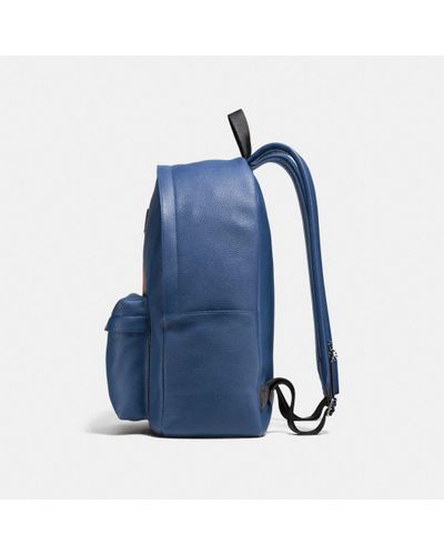 coach blue leather backpack