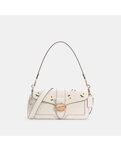 COACH Leather Georgie Shoulder Bag With Daisy Embroidery in Natural - Lyst