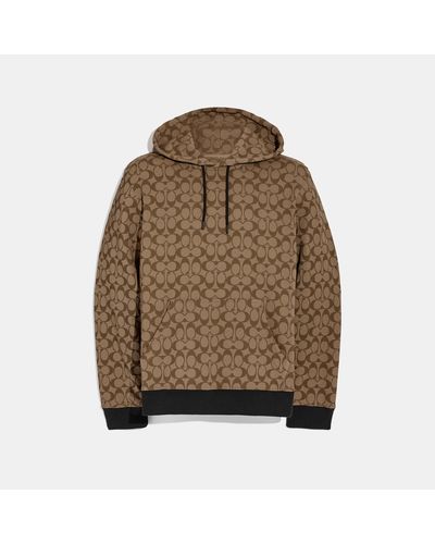 COACH Cotton Allover Signature Hoodie in Khaki/Black (Natural) for 